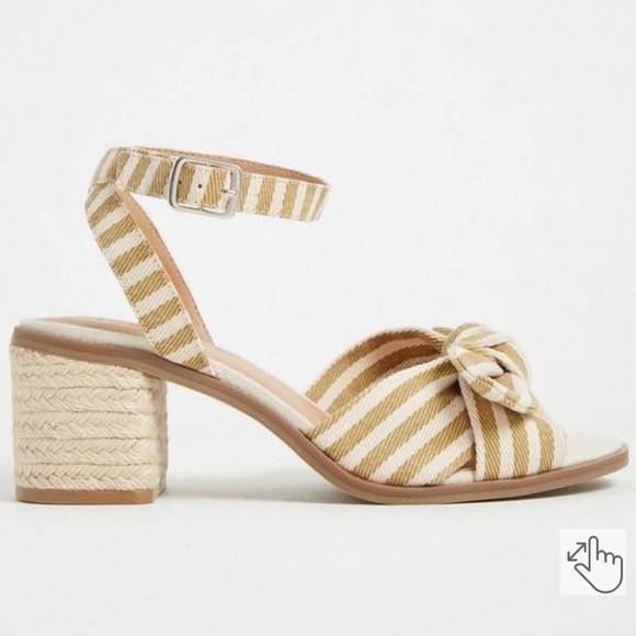 torrid Shoes - Torrid Bow Front Espadrille Block Heel (WW) Yellow White Stripe Size 7.5W Plus S